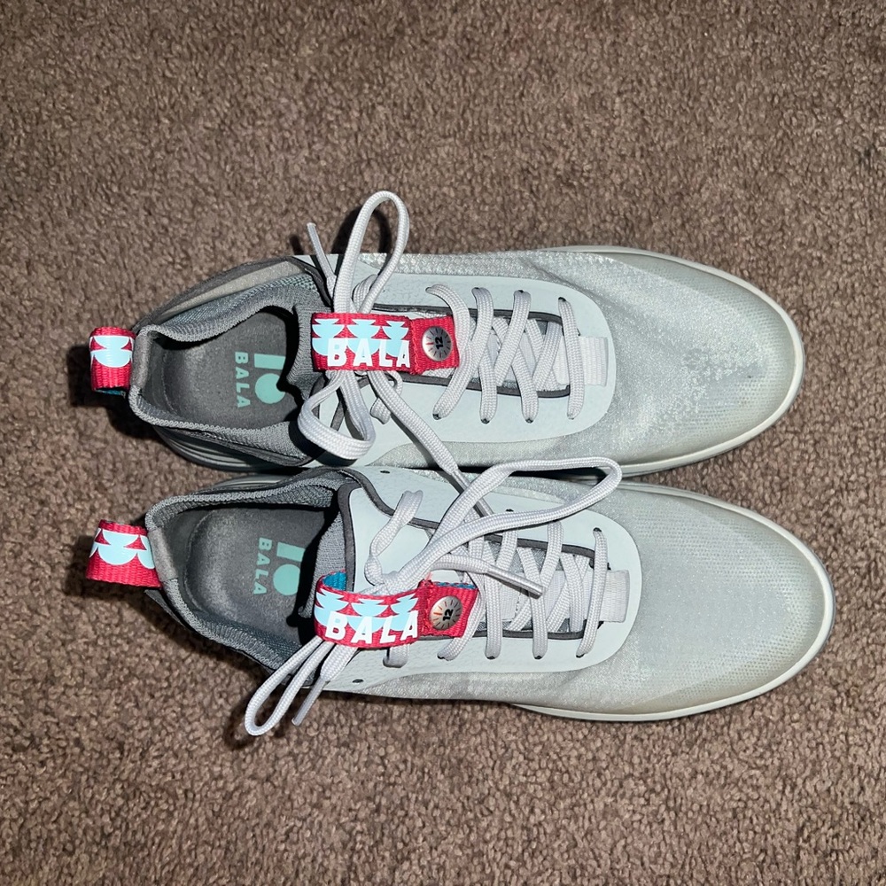 Bala 7.5 grey and white shoes perfect for 12 hour shifts.